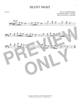 page one of Silent Night (Cello Solo)