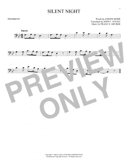 page one of Silent Night (Trombone Solo)