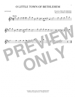 page one of O Little Town Of Bethlehem (Alto Sax Solo)