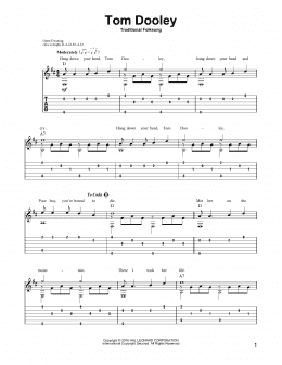 page one of Tom Dooley (arr. Mark Phillips) (Solo Guitar)