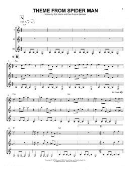 page one of Theme From Spider-Man (Guitar Ensemble)