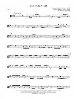 page one of Complicated (Viola Solo)