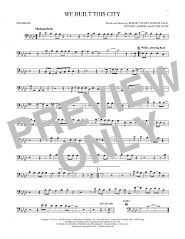 page one of We Built This City (Trombone Solo)