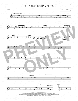 page one of We Are The Champions (French Horn Solo)