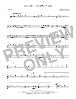 page one of We Are The Champions (Alto Sax Solo)