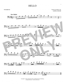 page one of Hello (Trombone Solo)