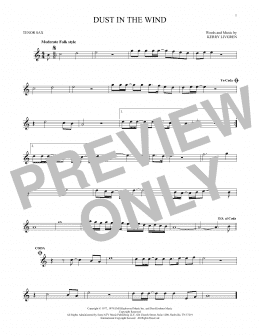page one of Dust In The Wind (Tenor Sax Solo)