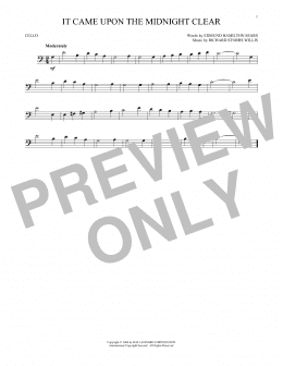 page one of It Came Upon The Midnight Clear (Cello Solo)