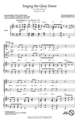 page one of Singing The Glory Down (SATB Choir)