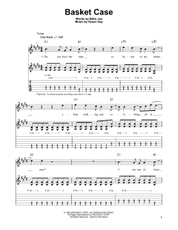 page one of Basket Case (Easy Guitar Tab)