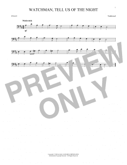 page one of Watchman, Tell Us Of The Night (Cello Solo)