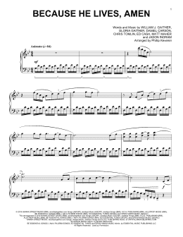 page one of Because He Lives, Amen (arr. Phillip Keveren) (Piano Solo)