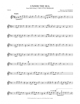 page one of Under The Sea (from The Little Mermaid) (Violin Solo)
