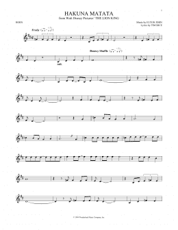 page one of Hakuna Matata (from The Lion King) (French Horn Solo)