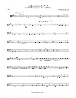 page one of Hakuna Matata (from The Lion King) (Viola Solo)