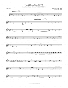 page one of Hakuna Matata (from The Lion King) (Clarinet Solo)