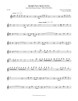 page one of Hakuna Matata (from The Lion King) (Flute Solo)