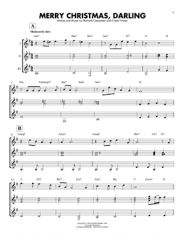 page one of Merry Christmas, Darling (Guitar Ensemble)