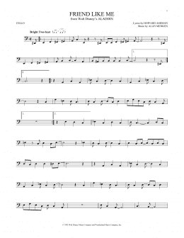page one of Friend Like Me (from Aladdin) (Cello Solo)