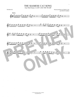 page one of The Siamese Cat Song (from Lady And The Tramp) (Tenor Sax Solo)