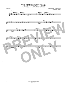 page one of The Siamese Cat Song (from Lady And The Tramp) (Clarinet Solo)