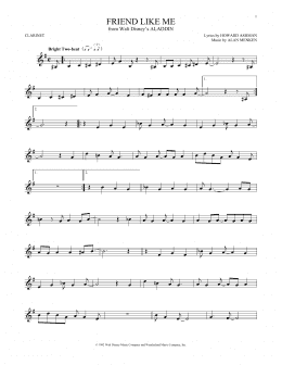 page one of Friend Like Me (from Aladdin) (Clarinet Solo)