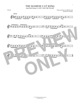 page one of The Siamese Cat Song (from Lady And The Tramp) (Violin Solo)