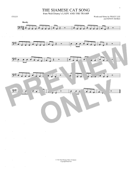 page one of The Siamese Cat Song (from Lady And The Tramp) (Cello Solo)