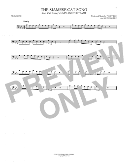 page one of The Siamese Cat Song (from Lady And The Tramp) (Trombone Solo)