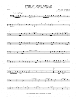 page one of Part Of Your World (from The Little Mermaid) (Cello Solo)