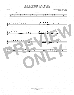 page one of The Siamese Cat Song (from Lady And The Tramp) (Flute Solo)