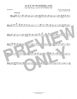 page one of Alice In Wonderland (Trombone Solo)