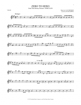 page one of Zero To Hero (from Hercules) (Violin Solo)