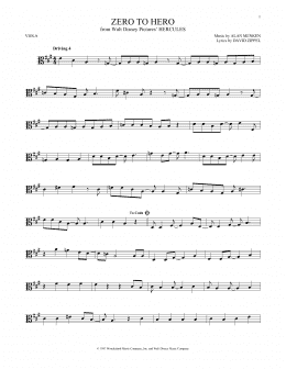 page one of Zero To Hero (from Hercules) (Viola Solo)