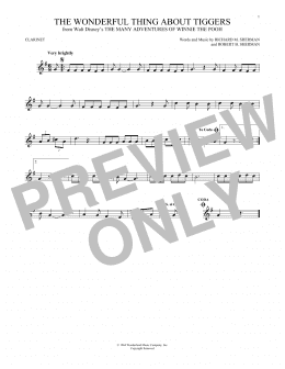 page one of The Wonderful Thing About Tiggers (from The Many Adventures Of Winnie The Pooh) (Clarinet Solo)