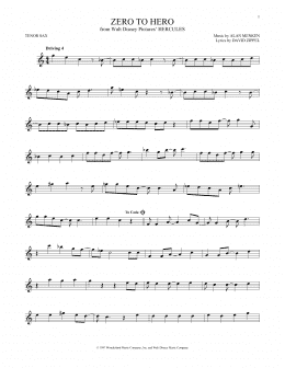 page one of Zero To Hero (from Hercules) (Tenor Sax Solo)