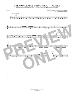 page one of The Wonderful Thing About Tiggers (from The Many Adventures Of Winnie The Pooh) (French Horn Solo)