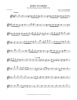 page one of Zero To Hero (from Hercules) (Alto Sax Solo)