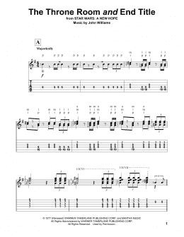 page one of Throne Room and End Title (from Star Wars: A New Hope) (Solo Guitar)
