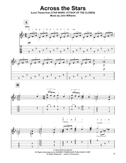 page one of Across The Stars (from Star Wars: Attack of the Clones) (Solo Guitar)