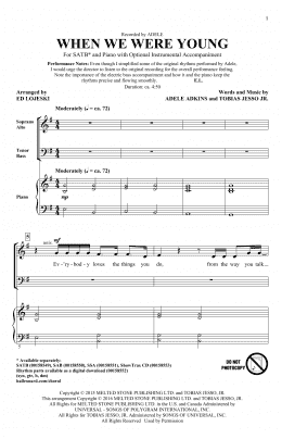 page one of When We Were Young (arr. Ed Lojeski) (SATB Choir)