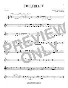 page one of Circle Of Life (from The Lion King) (Trumpet Solo)