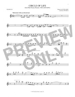 page one of Circle Of Life (from The Lion King) (Tenor Sax Solo)