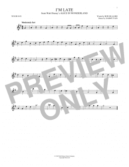 page one of I'm Late (from Alice In Wonderland) (Tenor Sax Solo)