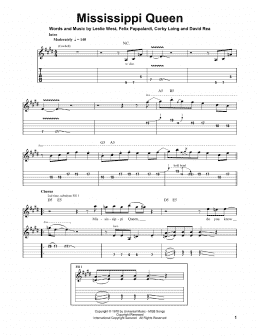 page one of Mississippi Queen (Easy Guitar Tab)