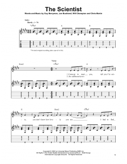 page one of The Scientist (Easy Guitar Tab)