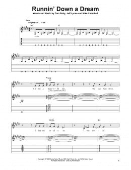 page one of Runnin' Down A Dream (Easy Guitar Tab)