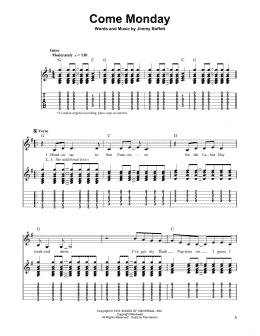 page one of Come Monday (Easy Guitar Tab)