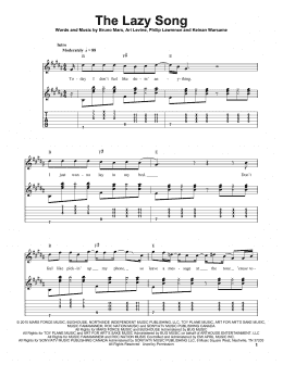 page one of The Lazy Song (Easy Guitar Tab)