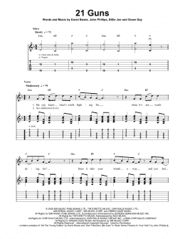 page one of 21 Guns (Easy Guitar Tab)